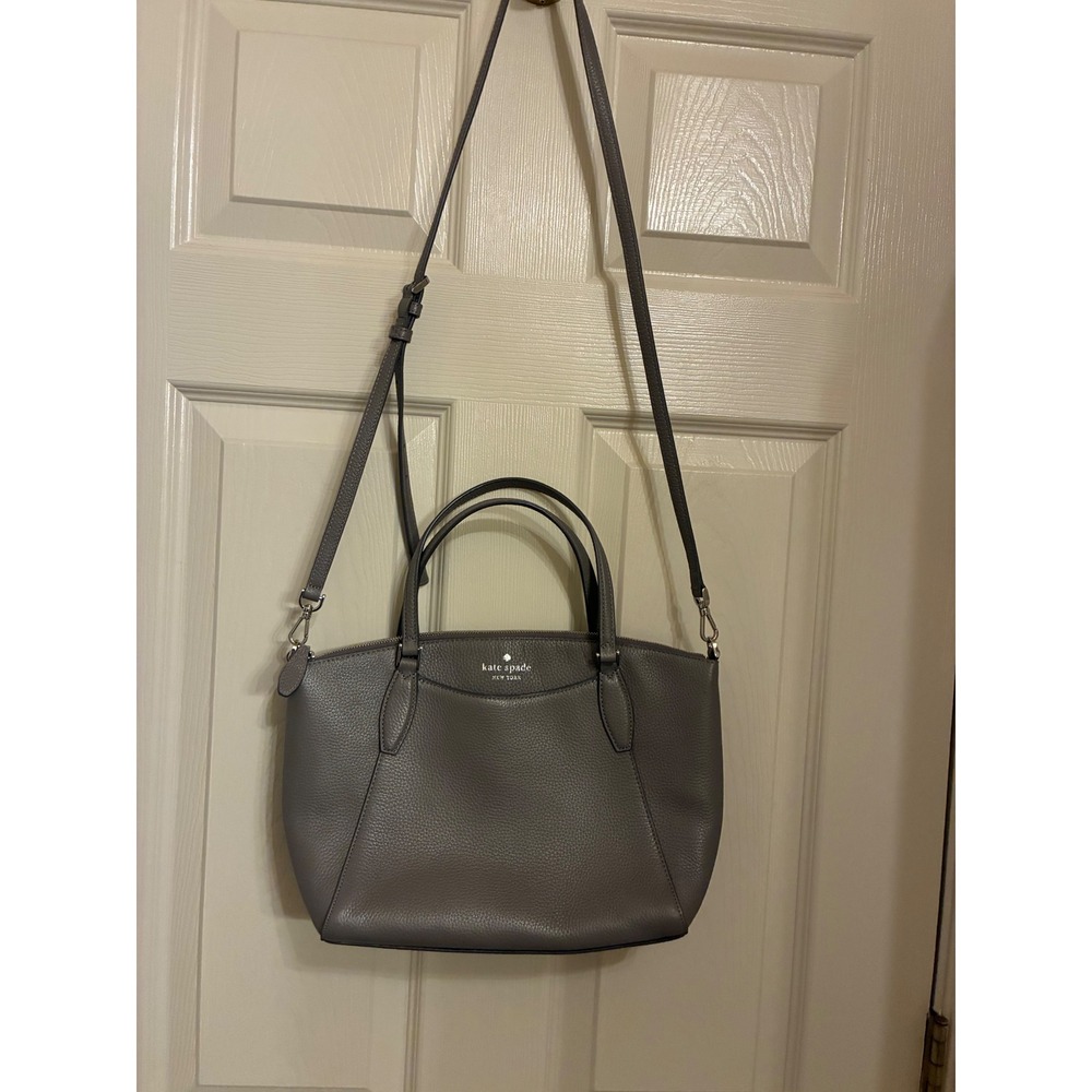 Kate Spade Grey Pebbled Leather Satchel Crossbody Bag PXRU8824